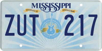 MS license plate ZUT217