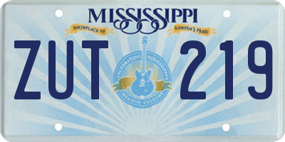 MS license plate ZUT219