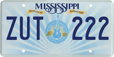 MS license plate ZUT222