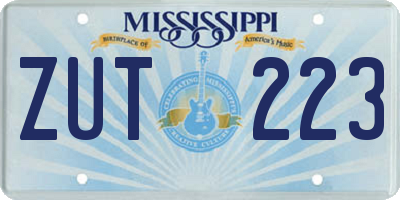 MS license plate ZUT223
