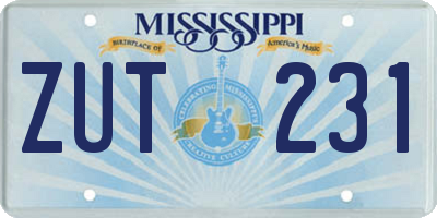 MS license plate ZUT231