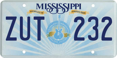 MS license plate ZUT232