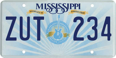 MS license plate ZUT234