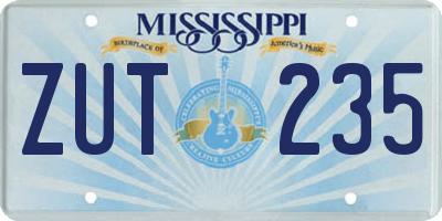MS license plate ZUT235