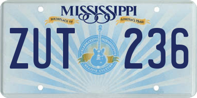 MS license plate ZUT236