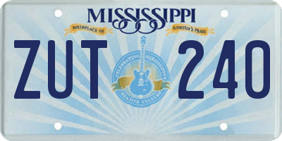 MS license plate ZUT240