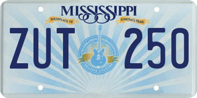 MS license plate ZUT250