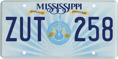 MS license plate ZUT258