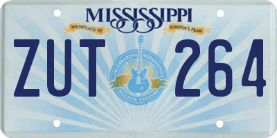 MS license plate ZUT264