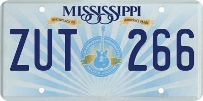 MS license plate ZUT266