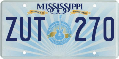 MS license plate ZUT270
