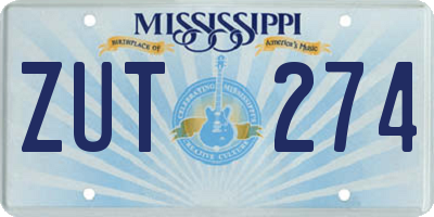 MS license plate ZUT274