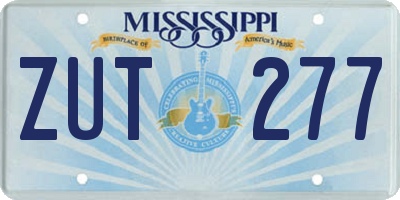 MS license plate ZUT277