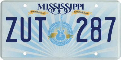 MS license plate ZUT287