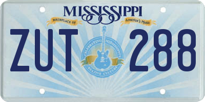 MS license plate ZUT288