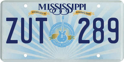 MS license plate ZUT289
