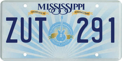 MS license plate ZUT291