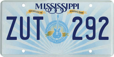 MS license plate ZUT292