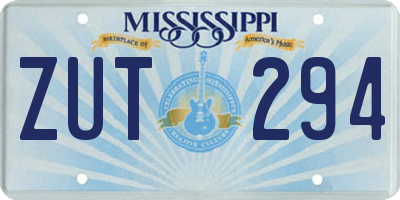 MS license plate ZUT294