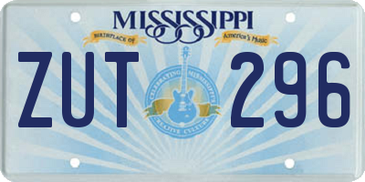 MS license plate ZUT296