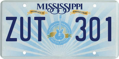 MS license plate ZUT301