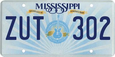 MS license plate ZUT302