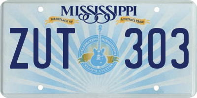 MS license plate ZUT303