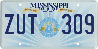 MS license plate ZUT309