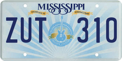 MS license plate ZUT310