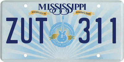 MS license plate ZUT311