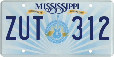 MS license plate ZUT312