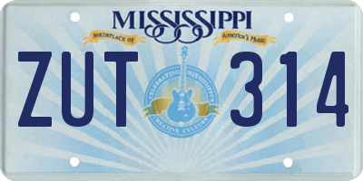 MS license plate ZUT314