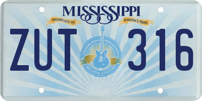 MS license plate ZUT316
