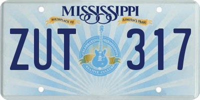 MS license plate ZUT317