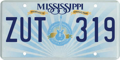 MS license plate ZUT319