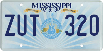 MS license plate ZUT320