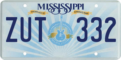 MS license plate ZUT332