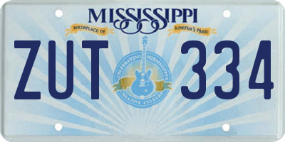 MS license plate ZUT334