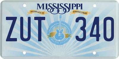 MS license plate ZUT340