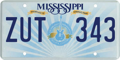 MS license plate ZUT343
