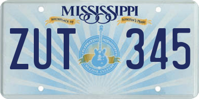 MS license plate ZUT345