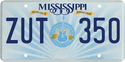 MS license plate ZUT350