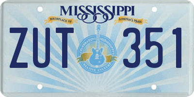 MS license plate ZUT351
