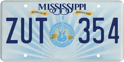 MS license plate ZUT354