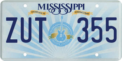 MS license plate ZUT355