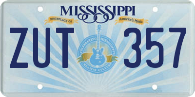 MS license plate ZUT357