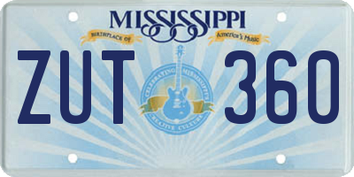 MS license plate ZUT360