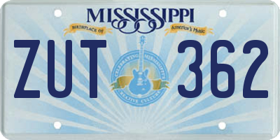 MS license plate ZUT362