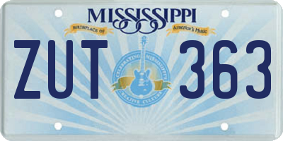 MS license plate ZUT363