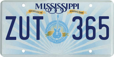MS license plate ZUT365